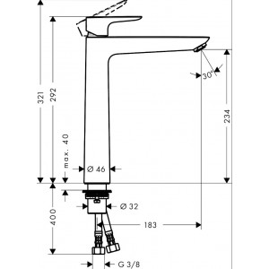 Baterie lavoar TALIS E 240 crom Hansgrohe HAN71716000 - Img 2
