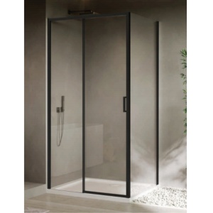Cabina de dus dreptunghiulara Recall, sticla securizata 8 mm, profil negru mat, usi culisante, inchidere magnetica silentioasa, 120 x 90 cm, Anahita