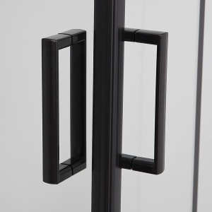 Cabina de dus patrata Recall, sticla transparenta 6 mm, inchidere magnetica silentioasa, culisanta, profil negru mat, 90 x 90 cm, Anahita - Img 4