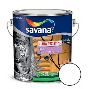 Email Savana Ultra Rezist superlucios pentru lemn metal interior si exterior alb polar 2.5l