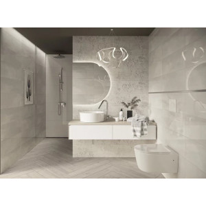 Faianta SILENCE SILVER, baie/bucatarie, interior, gri deschis lucios 25x75cm  - Img 2