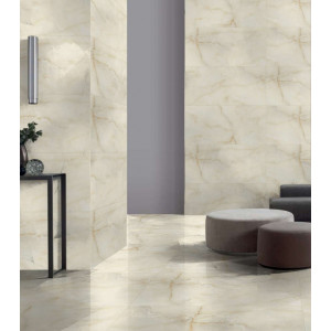 Gresie Bijou Onyx portelanata, rectificata, interior-exterior, tip onyx bej lucioasa 60X120 India - Img 2