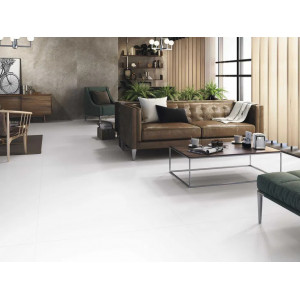 Gresie SUPPER WHITE MAT rectificata, portelanata, interior-exterior alb mat 60x60cm - Img 2