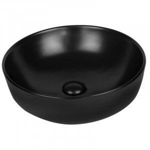 Lavoar baie pe blat Amereta,negru rotund din ceramica diametru 41,5 cm, Fluminia