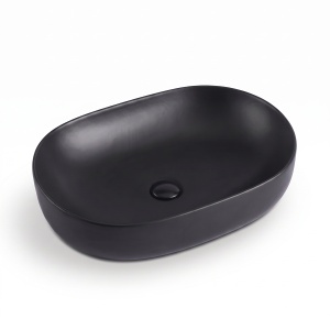 Lavoar baie pe blat ETERNITY, oval negru mat din ceramica, 49x37x13cm Anahita