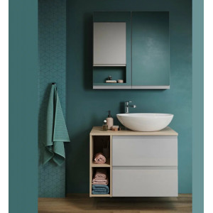 Lavoar baie pe blat Moduo, asimetric alb din ceramica 45cm K116-051 Cersanit - Img 5