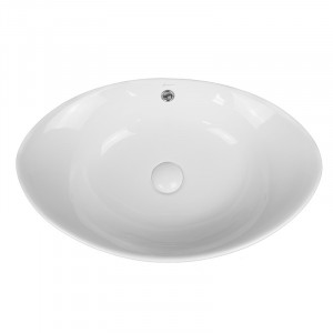 Lavoar baie pe blat RIO GRANDE, oval, alb din ceramica, 58x37,5cm Fluminia - Img 2