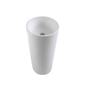 Lavoar freestanding Art, rotund, alb, ceramica, fara orificiu baterie, 40 x 40 x 84 cm, Anahita - Img 3