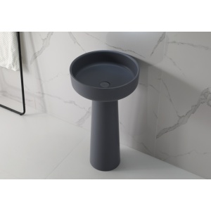 Lavoar freestanding Eternity, rotund, gri, din compozit, 48 x 48 x 85 cm, Eweca - Img 4