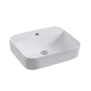 Lavoar pe blat Elegance, dreptunghiular, alb, cu orificiu pentru baterie, ceramica sanitara, 50 x 39,5 x 14 cm, Anahita - Img 3