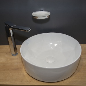 Lavoar pe blat, Fluminia, Crystal, rotund, 40 x 40 cm, alb - Img 3