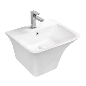 Lavoar suspendat Smart, dreptunghiular, alb, ceramica sanitara, 53 x 44 x 36 cm, Anahita