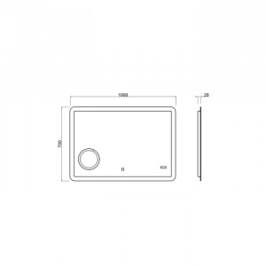 Oglinda baie cu iluminare LED si lupa touch, Savini Due SPR206, 100 x 70 cm - Img 2