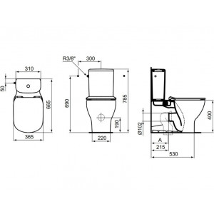 Rezervor WC TESI 3/6L alimentare laterala T356701 - Img 4