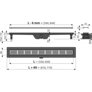 Rigola dus cu margine pentru gratar perforat, alama APZ10BLACK-650BRASS - Img 2
