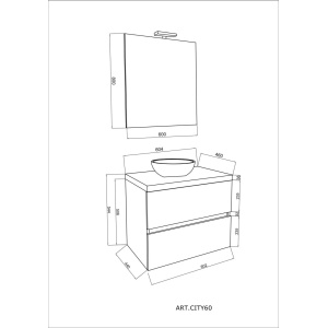 Set mobilier cu blat City oglinda si lavoar pe blat Elegance - Img 3