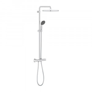 Sistem de dus Vitalio Cube 250 26696000, 1/2'', aparent, 250 mm, termostat, Turbostat, anti-calcar, crom GRO26696000