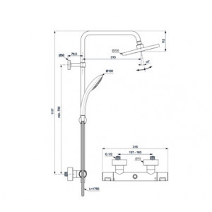 Sistem dus CERATHERM T25 silk black termostatic A7545XG - Img 3