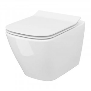 Vas WC suspendat cu capac Soft Close și Quick Release, 56,6 x 36 x 44,84 cm, alb, Virgo S701-427, Cersanit
