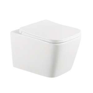 Vas WC suspendat Rivera Anahita, alb, rimless, evacuare orizontala, 36 x 51,5 x 36 cm, capac WC soft close inclus