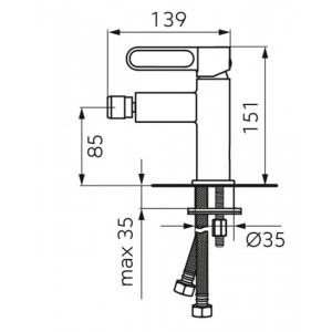 Baterie bideu ZAFFIRO ventil click-clack alb mat FDSFD1-ZFR-6-33 - Img 2