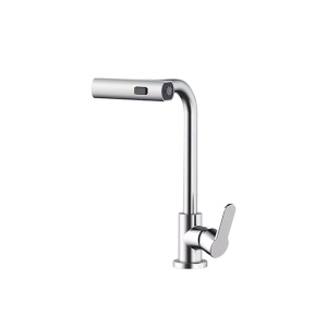 Baterie bucatarie FU01, crom, monocomanda, cu pipa rotativa, inox, Anahita