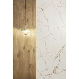 Decor SOPHI ORO KINTSUGI 29.8x59.8cm, interior, baie-bucatarie, rectificat, alb-auriu satinat, Tubadzin - Img 2