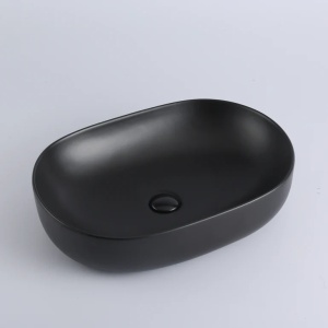 Lavoar baie pe blat ETERNITY, oval negru mat din ceramica, 49x37x13cm Anahita