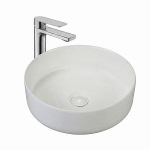 Lavoar baie pe blat Eternity, rotund, alb mat, din ceramica, 36 x 36 x 12,5 cm, Anahita - Img 2