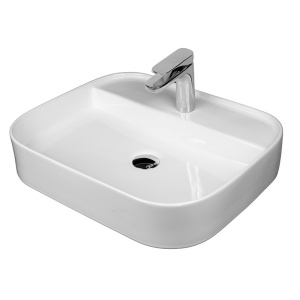 Lavoar baie pe blat, Juno, dreptunghiular alb din ceramica, 55x45x13 cm Fluminia