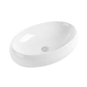 Lavoar baie pe blat Prestige Oval, alb, ceramica, 60 × 40 × 15 cm – Anahita