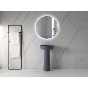 Lavoar freestanding Eternity, rotund, gri, din compozit, 48 x 48 x 85 cm, Eweca - Img 2