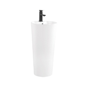 Lavoar freestanding Prestige Anahita, alb, rotund, ceramica, 40 x 40 x 83 cm, orificiu baterie