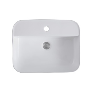 Lavoar pe blat Elegance, dreptunghiular, alb, cu orificiu pentru baterie, ceramica sanitara, 50 x 39,5 x 14 cm, Anahita - Img 4