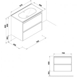 Mobilier baie KLEA alb 2 sertare 78.5x45.5cm cu lavoar Klea 81x46cm GAL7928101 - Img 3