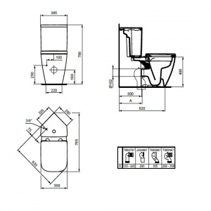 Rezervor wc i.Life S montare pe colt si alimentare inferioara alb T520101 - Img 3