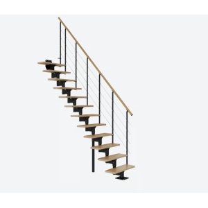 Scara de interior modulara din stejar negru cu urcare dreapta 11 trepte Boston Dolle