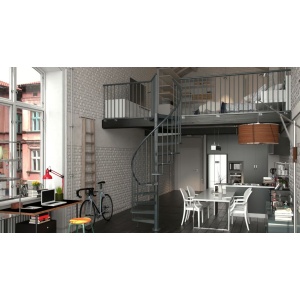 Scara in spirala din otel antracit diametru 155cm 13+1 trepte Toronto Dolle - Img 2