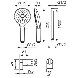 Set dus Mulo cu porter, crom, Ferro U334 - Img 2