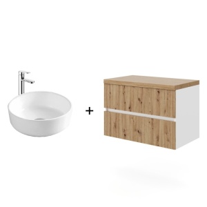 Set mobilier cu blat Santorini si lavoar pe blat Eternity
