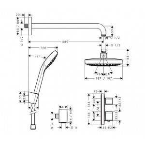 Sistem de dus incastrat DESIGN CROMA SELECT E / ECOSTAT E termostatic 27294000 - Img 2
