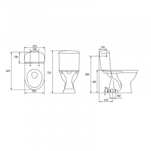 Vas WC cu rezervor și capac inclus, evacuare verticală, 62,5 x 37 x 75,5 cm, New Roma, Cersanit - Img 2