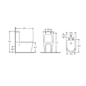 Vas WC stativ Lumia Anahita, alb, evacuare orizontala, rimless, 60,5 x 38 x 79,5 cm, capac soft close inclus - Img 2