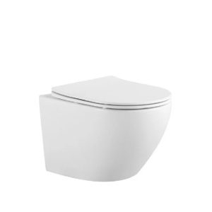Vas WC suspendat Prestige Anahita, alb, rimless, evacuare orizontala, 36 x 53,5 x 36 cm, capac WC soft close inclus
