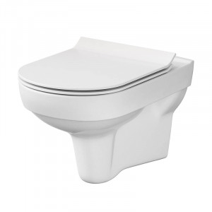 Vas WC suspendat Rimless cu capac Soft Close, 53 x 37 x 35,5 cm, alb, City K701-143, Cersanit - Img 4