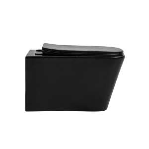 Vas WC suspendat Rimless cu capac Soft Close, negru mat, Recall, Anahita - Img 3