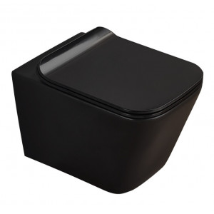 WC suspendat cu capac soft close negru mat Paris B2350BM - Img 2