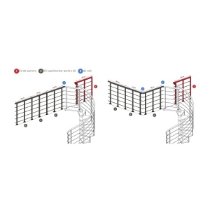 Balustrada de protectie stejar alb - kit suplimentar Clasic Dolle - Img 3