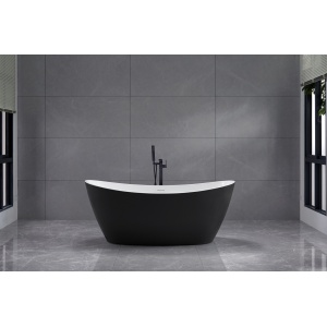 Cada freestanding Elegance, ovala, acril, neagra cu alb, 170 x 80 x 68 cm, Eweca