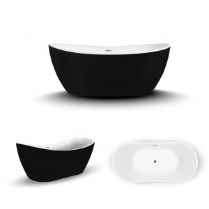 Cada freestanding neagra, ovală din acril, 160X80 cm, Ravi MC01BLK, Becrisa - Img 2